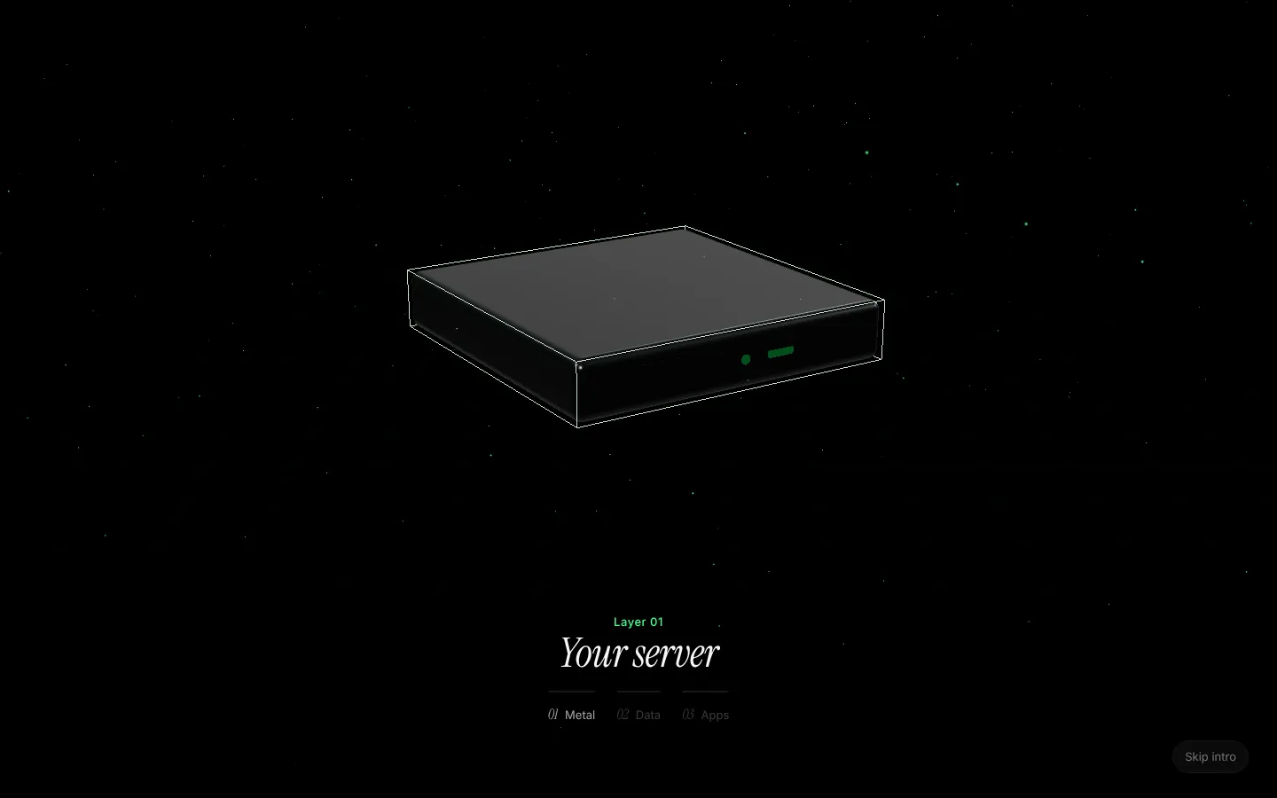A single dark slab drawn first as a thin green outline, then filled in from the bottom up.
